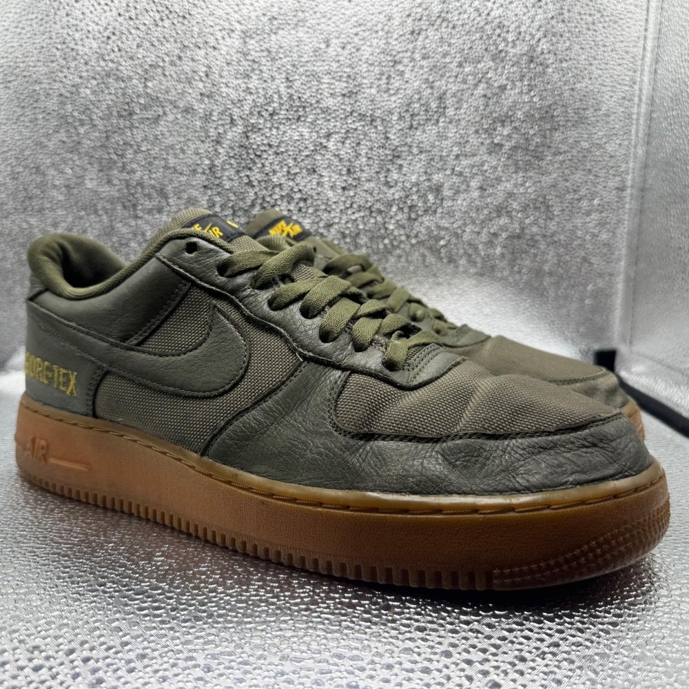 Size 10.5 Nike Air Force 1 Gore-Tex Mens Olive Good Low Top Gum Sole CK2630-200